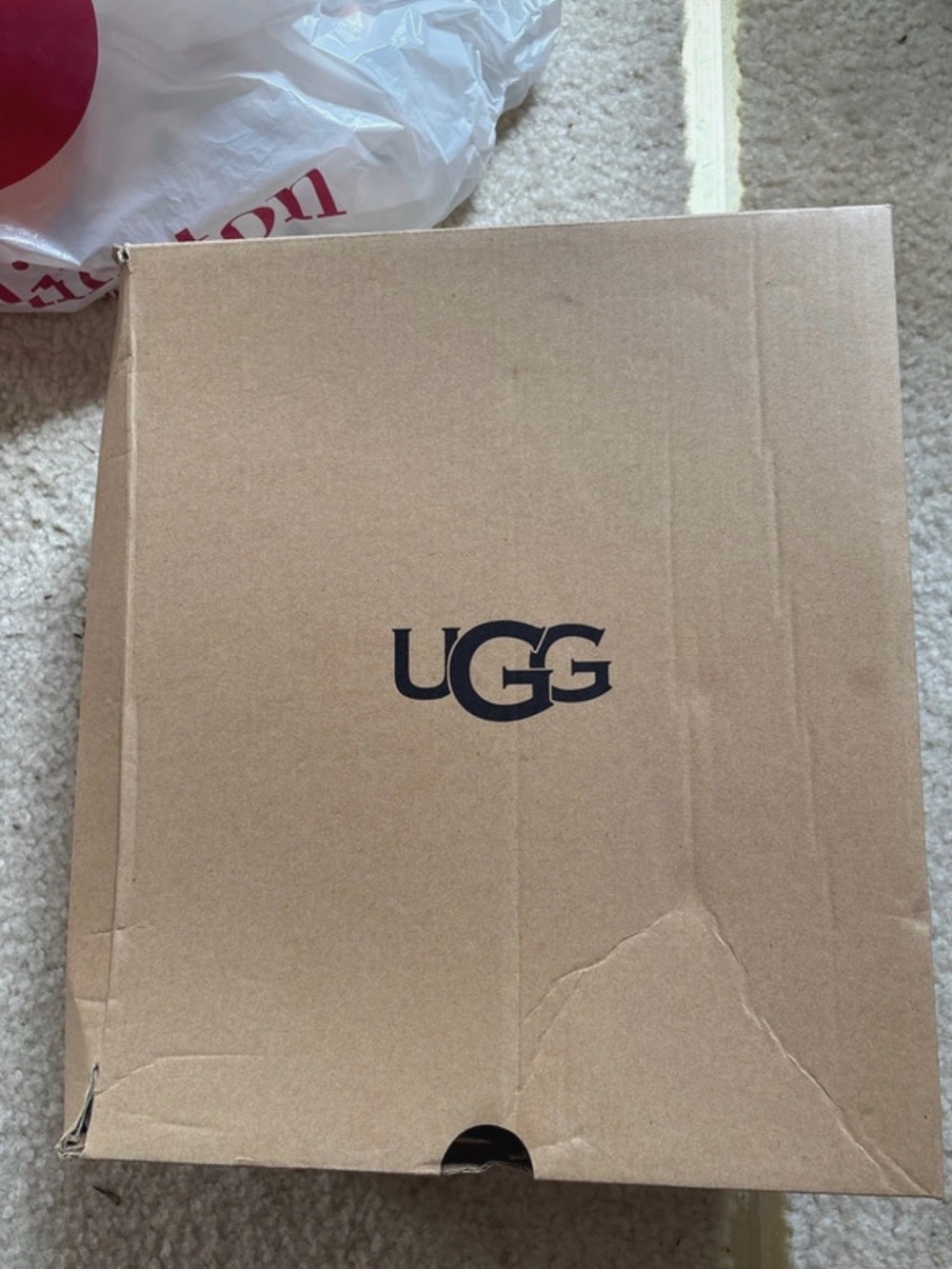 UGG Gray Plush Shearling Slide with Branded Elastic Strap - Picture 6 of 8